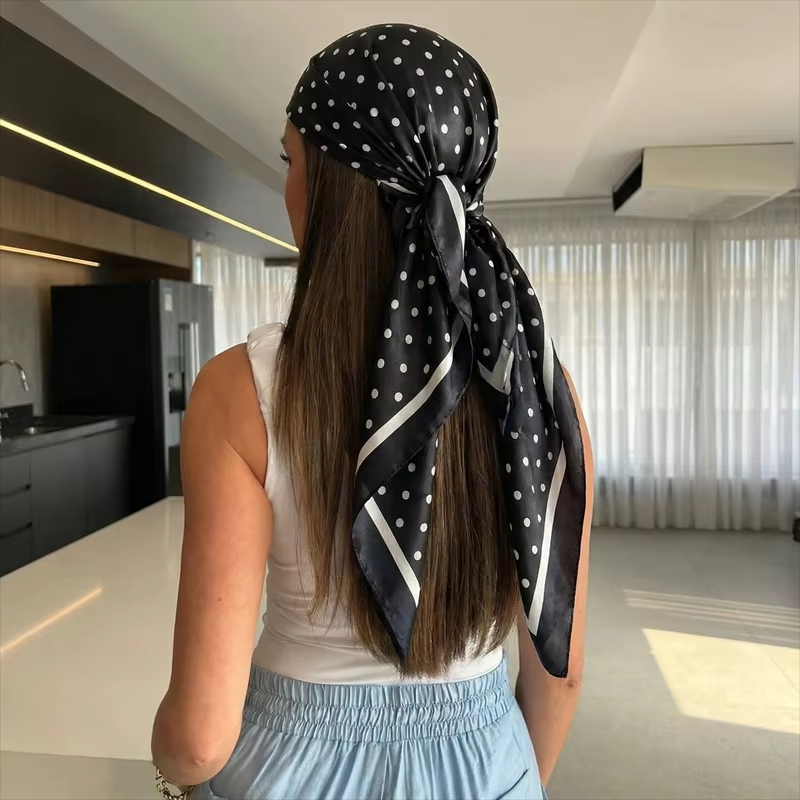Face Scarf Mask - 2026 Yeni Nokta Desenli Kare Eşarp