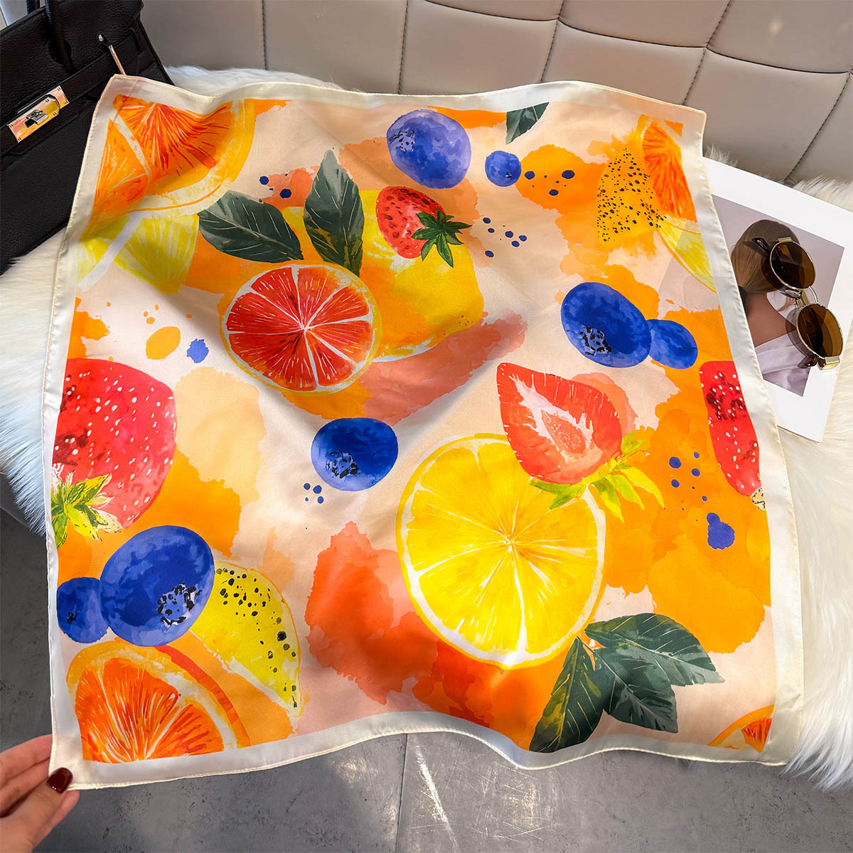 Moda Limon Meyve Desenli Kare  - Face Scarf Mask incelemesi ve fiyatı