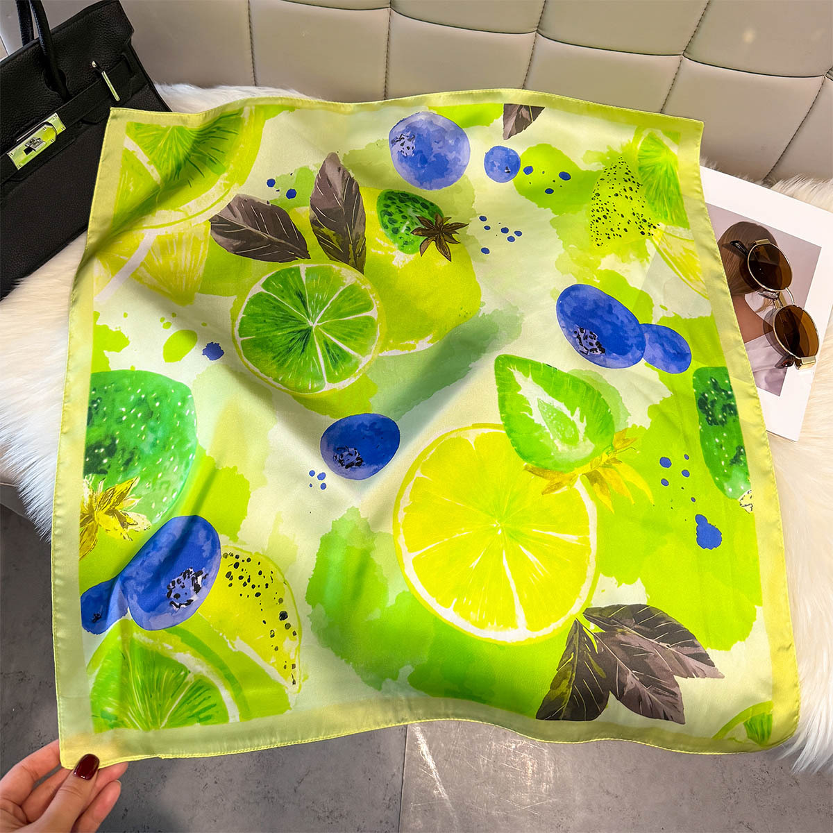 Moda Limon Meyve Desenli Kare  - Face Scarf Mask incelemesi ve fiyatı